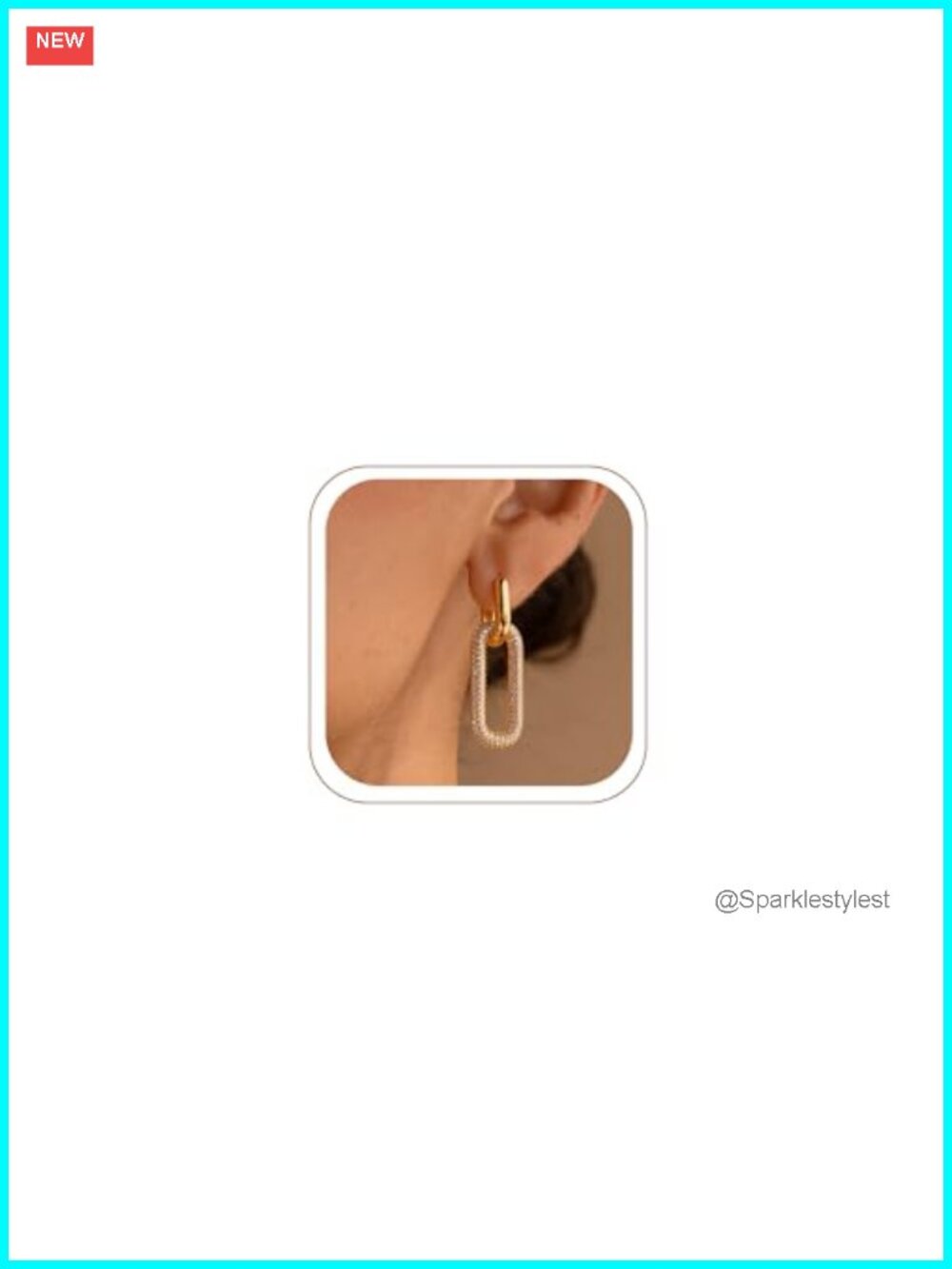14K Gold Plated Paperclip Dangle Hoop Earrings Hypoallergenic Lightweight
